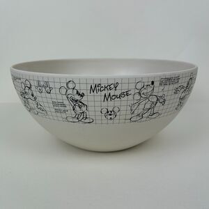 Disney Mickey Mouse Large Bowl Ivory Color with Black Sketches Melamine 11.5"